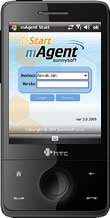 HTC Touch PRO s přihlašovací obrazovkou Sunnysoft mAgent Start verze 3.0